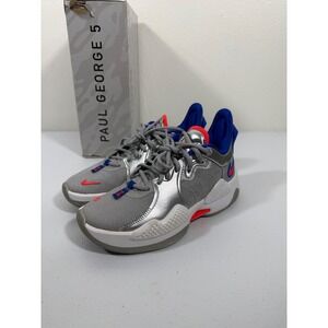 Nike Paul George 5 Basketball Shoes CW3143005 Metallic Silver Blue Red Women 6.5